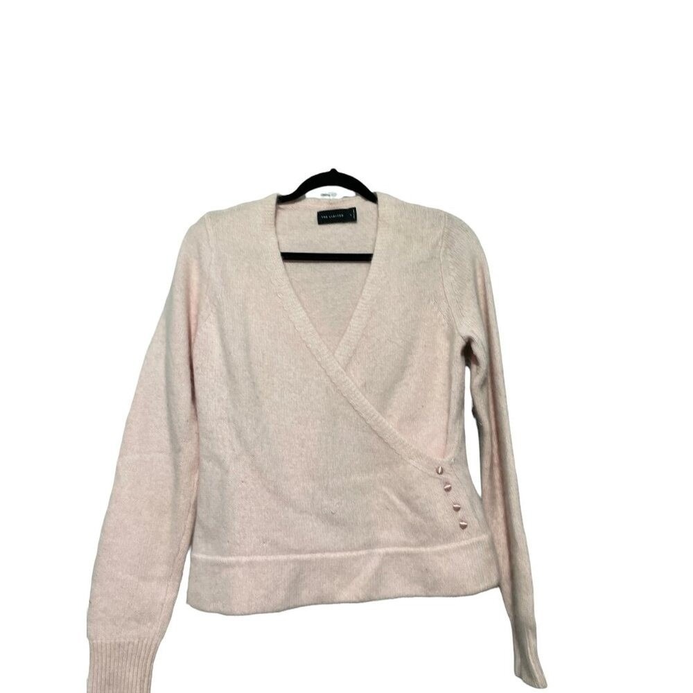 The Limited Womens Pale Pink Wrap Front V-Neck Sweater Side Button Detail Size L